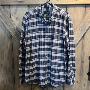 Hurley Black Gray Plaid Men's Long Sleeve Cotton Flannel Shirt XXL